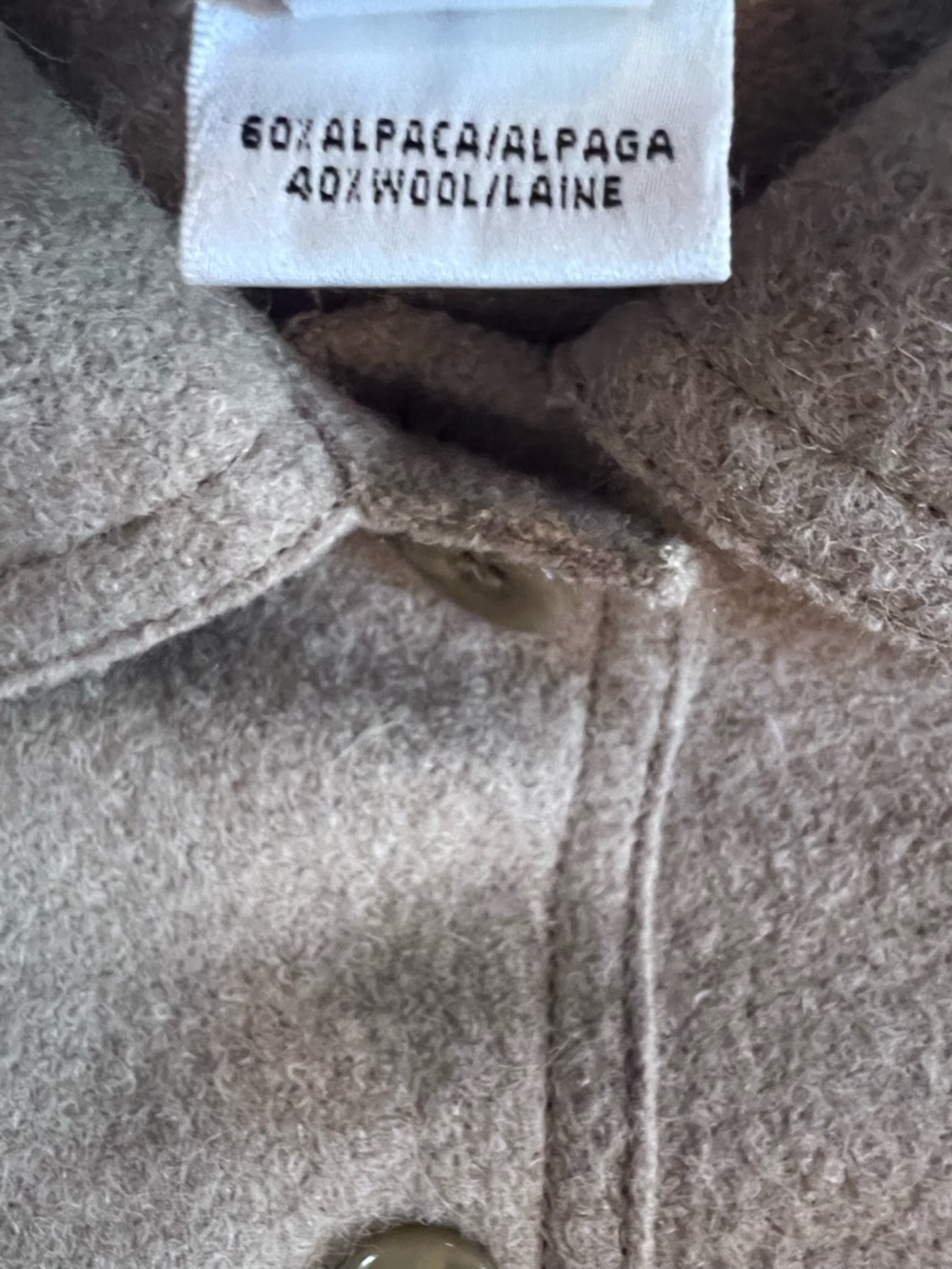 Talbots Beige Button Alpaca Wool Car Coat with Zip Pockets - Minimalist Classic - Picture 5 of 6